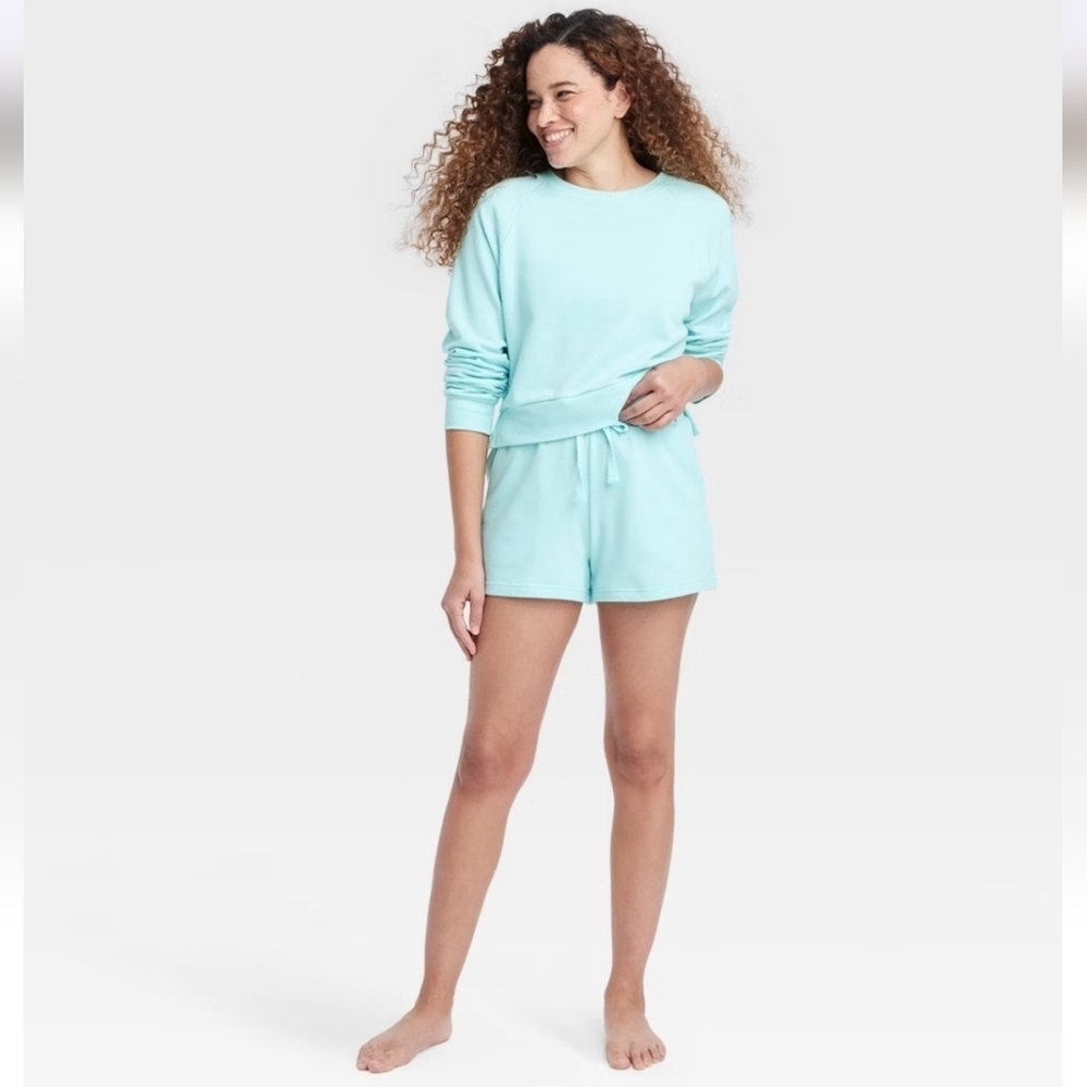 Women's Fleece Lounge Shorts - Colsie Light Blue XL